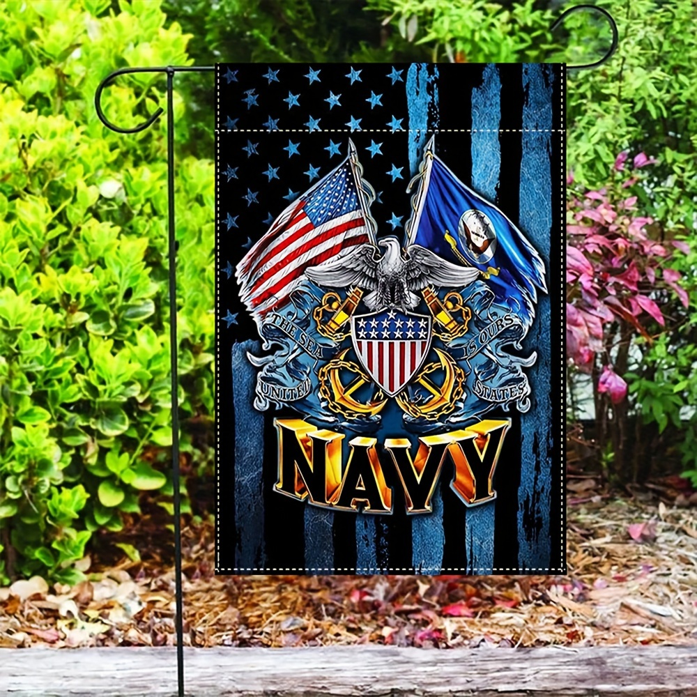 

1pc Patriotic Us Navy Garden Flag, 12x18 Inch, Weather-resistant Polyester Outdoor Yard Decoration, Military Themed Festive Banner (flag Pole Not Included)