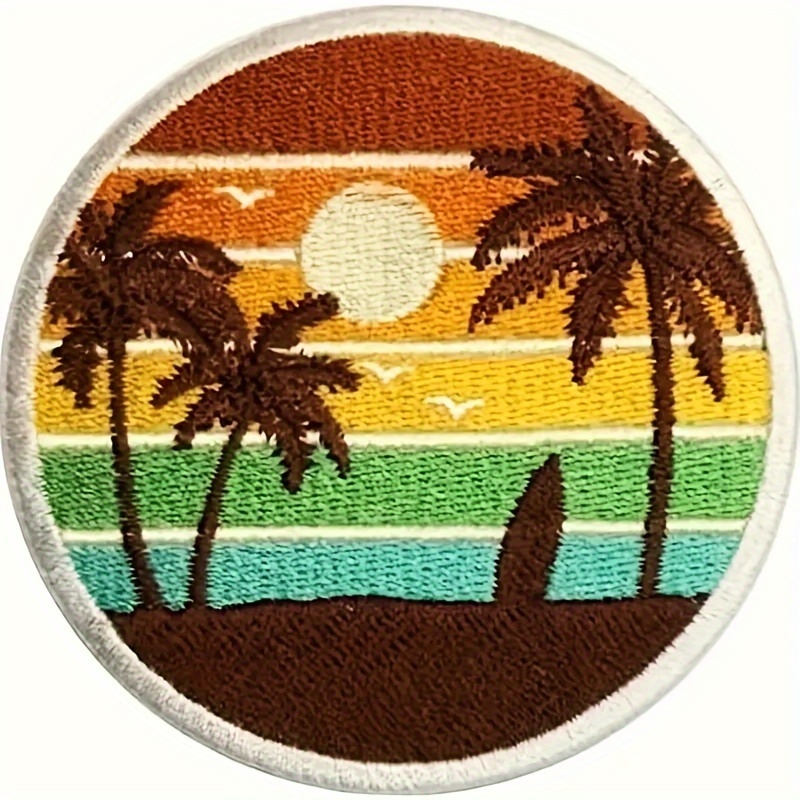 

2-pack Surf & Sunset Embroidered Patches - Colorful Iron-on/sew-on Decals For Clothing, Shoes, Hats & Luggage Fabric Patches For Clothes