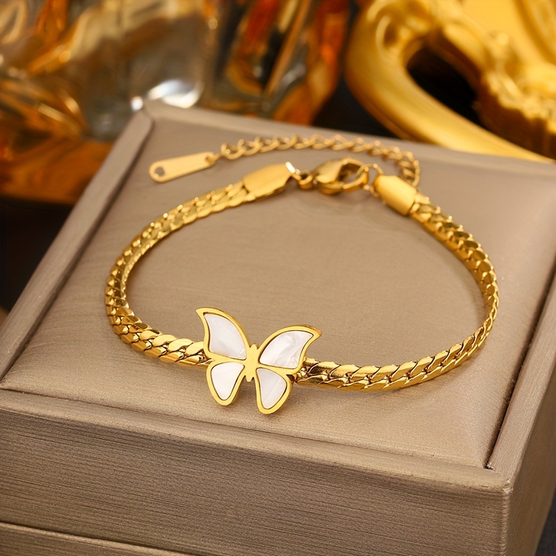 TEMU Un lindo y brazalete de acero inoxidable con forma de es adecuado para que las mujeres lo use en diaria o como regalo de vacaciones o regalo de