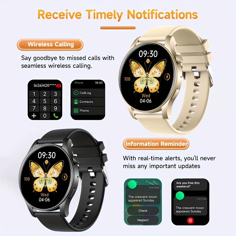 Smart Sports Watch, Full Touch Screen Display, with Message And Call Answering, Sleep Monitoring, Pedometer, Information Alerts, Suitable for Iphone And Android Phones, Smart Bracelet Fitness Watch, Suitable As a Gift for Female And Male Friends