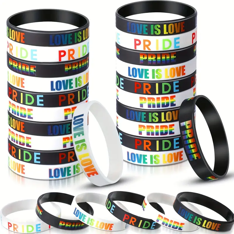 6 Piece Rainbow Pride Wristbands Pride Silicone Bracelets - Temu