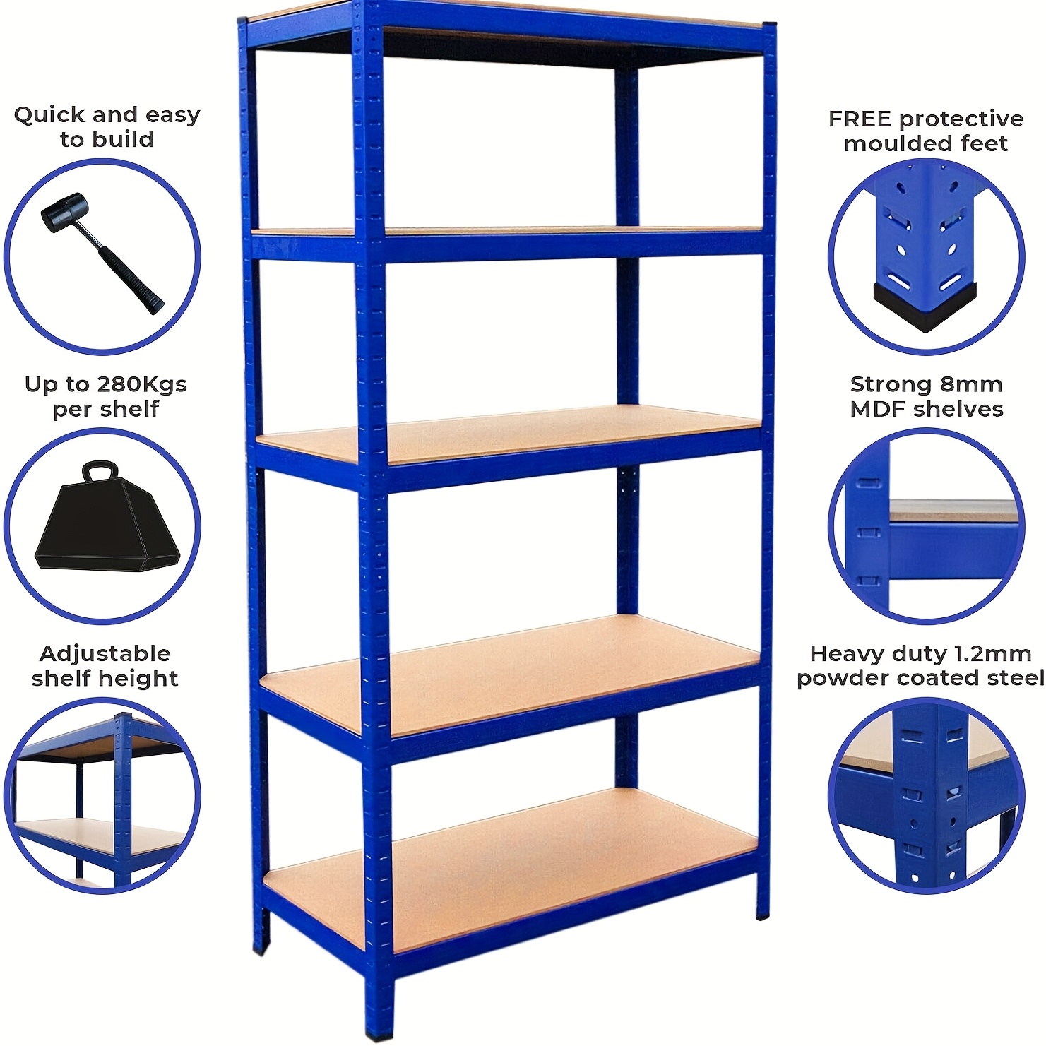 5 tier heavy duty racking   free industrial racking adjustable metal storage rack   load capacity up to 875  display rack for home garage shed warehouse office basement 150 180cm utility racks