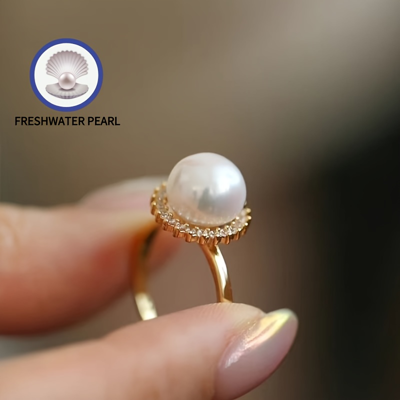 Freshwater Pearl Ring Adjustable Size Elegant Jewelry