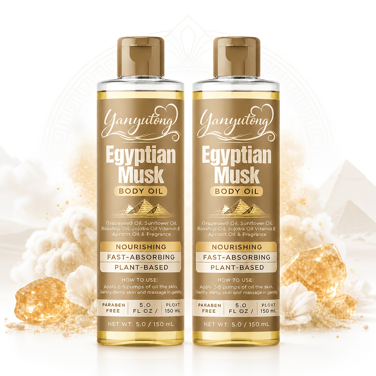 TEMU 2 Bottles Of 5.0 Fl Oz Egyptian Musk Body Care Oil, Body Oil/massage Oil/hair Care Oil/fragrance Oil, Moisturizing And Nourishing, Suitable For