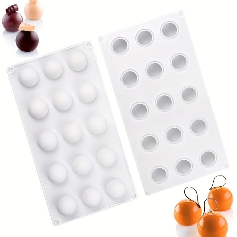 

1pc Silicone Mold For Large Round Balls, 15-cavity Ice Tray, Chocolate And Mooncake Mold, , Hollow Center