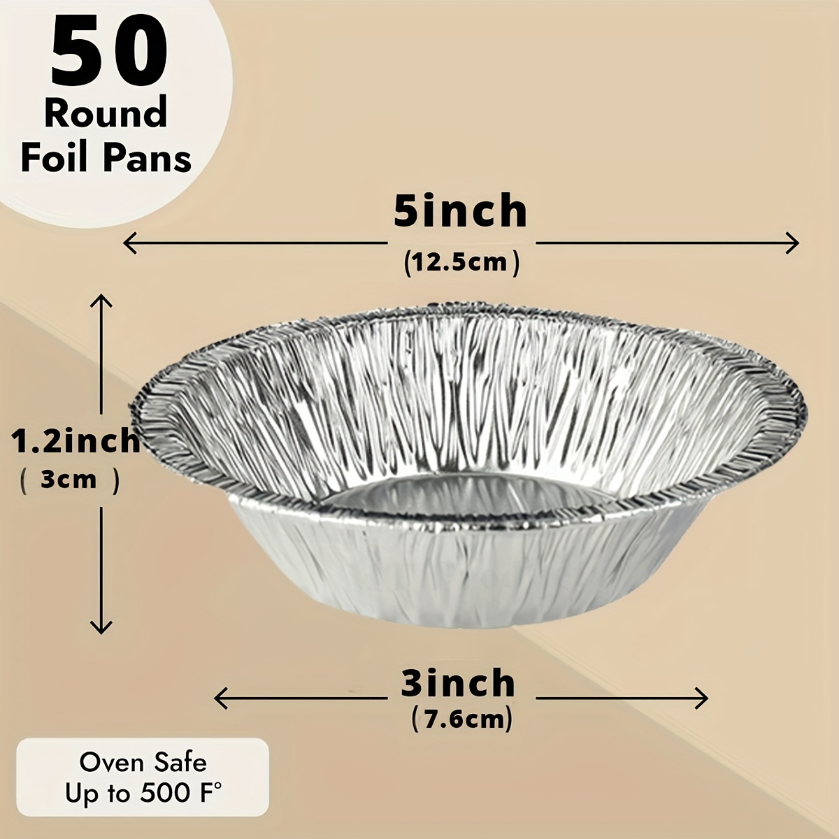 Image of 50pcs 5 Inch Mini Aluminum Foil Pie Pans Disposable Mini Pie Pans, Small Pie Tin For Baking Tiny Treats, Durable Individual Pie Pans For Fruit Tarts, , Mince Pie Tin