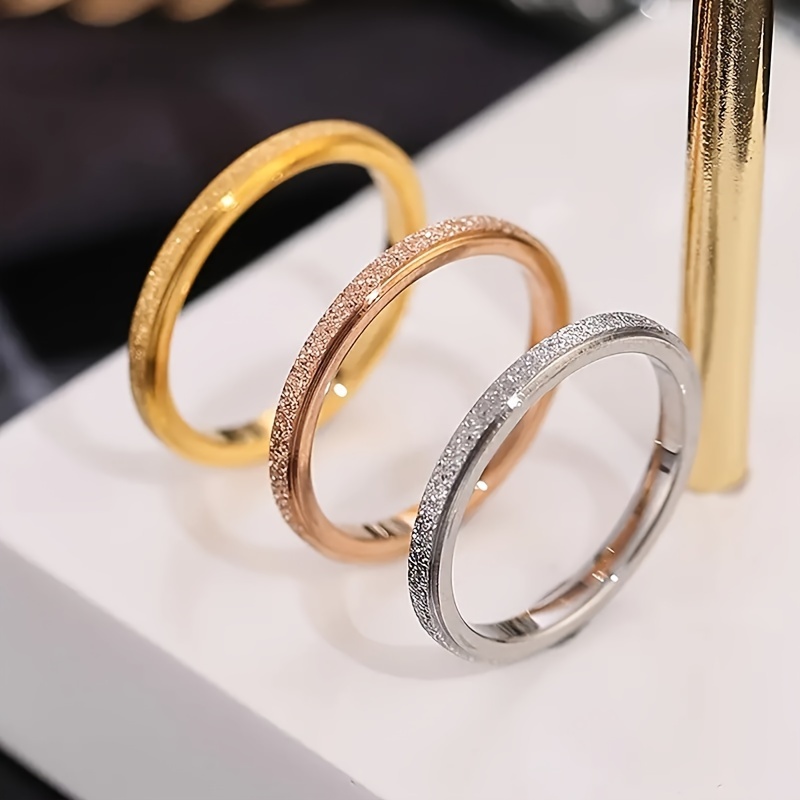 3pcs 2mm 201 Stainless Steel Minimalist Matte Rings