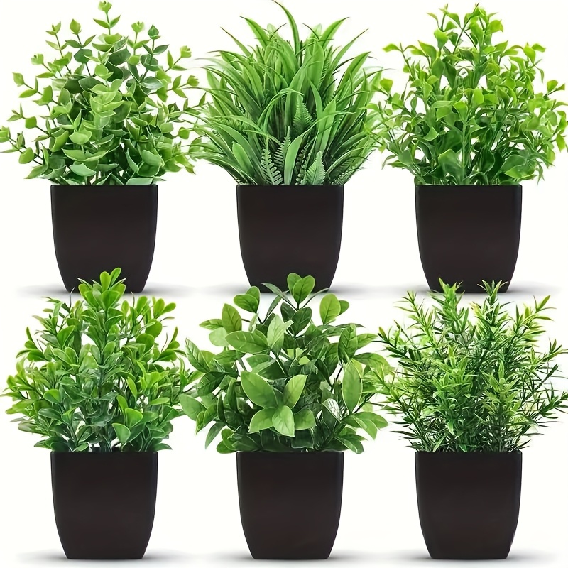 6 Pack Artificial Eucalyptus Potted Plant-home & Wedding Decoration, Kitchen Centre And Seasonal Display For Occasions
