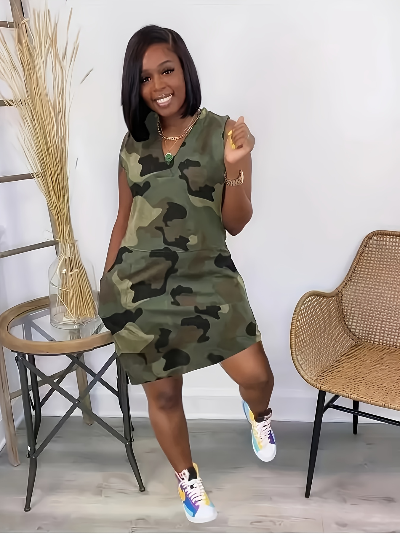 camo dress Camo-Print Utility Dress – New York & Company main image 1
