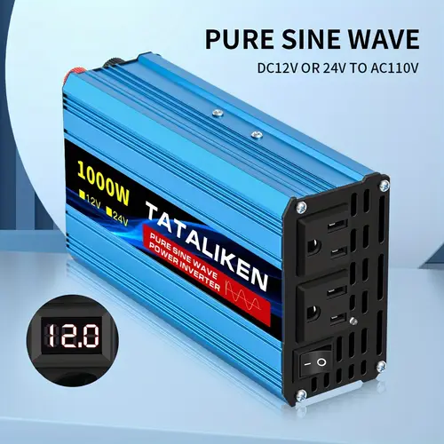 1000w pure sine inverter 12v 36v to 110v 130v us outlet portable car marine inverter with auto switch short circuit protection durable for rv boat vehicle ac power adapter rv electrical supply compact inverter design protective safety features car power inverter