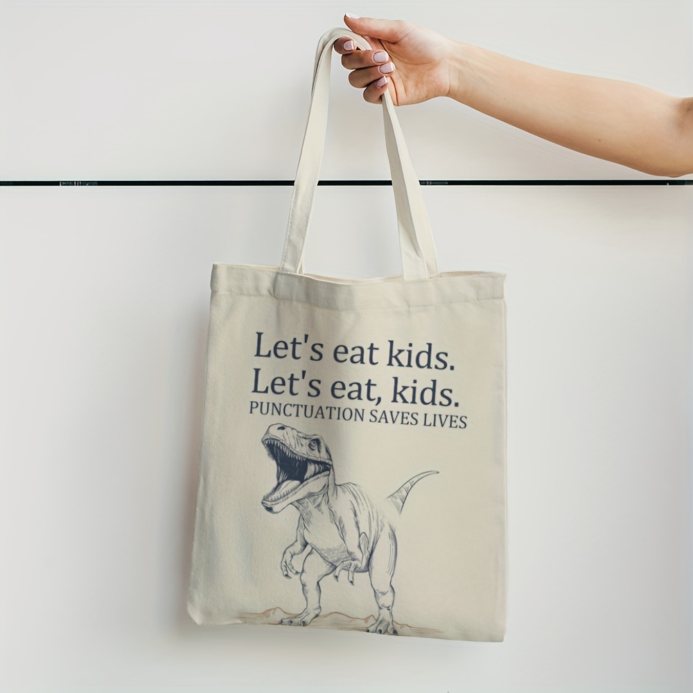 

Canvas Tote Bag, Funny Let's Eat Luggage Bag, Grocery Bag Shopping Bags Gift Bags, Traveling Bag For Men And Women