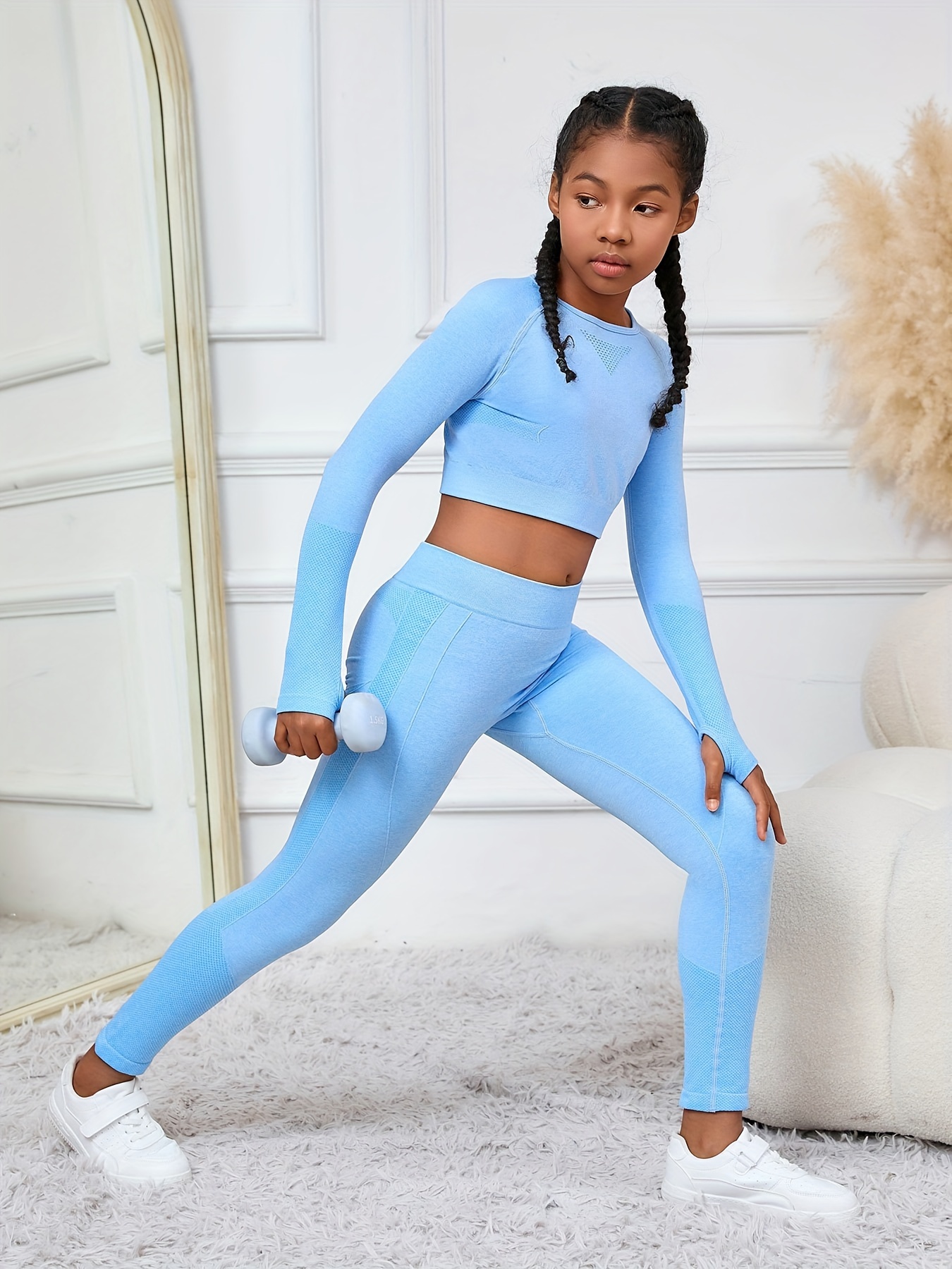 Kids Activewear Girls Asymmetrical One-Shoulder Activewear Set