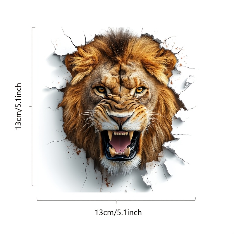 

Autocollant Vinyle Lion 3D Vivant - Étanche, aux Rayures pour Voitures, Ordinateurs Portables, Camions, SUVs - Réaliste avec Détails Aigus (13cm x 13cm), Autocollants de Étanches