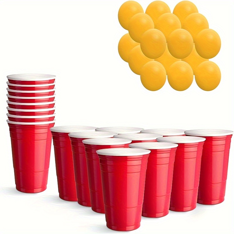 Beer Pong Set Red Cups Ping Pong Balls Drinking Game Bar Supplies