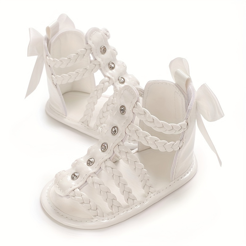 Trendy Cute Bowknot Decor Hollow Sandals For Baby Girls, Breathable Lightweight Walking Shoes For Summer