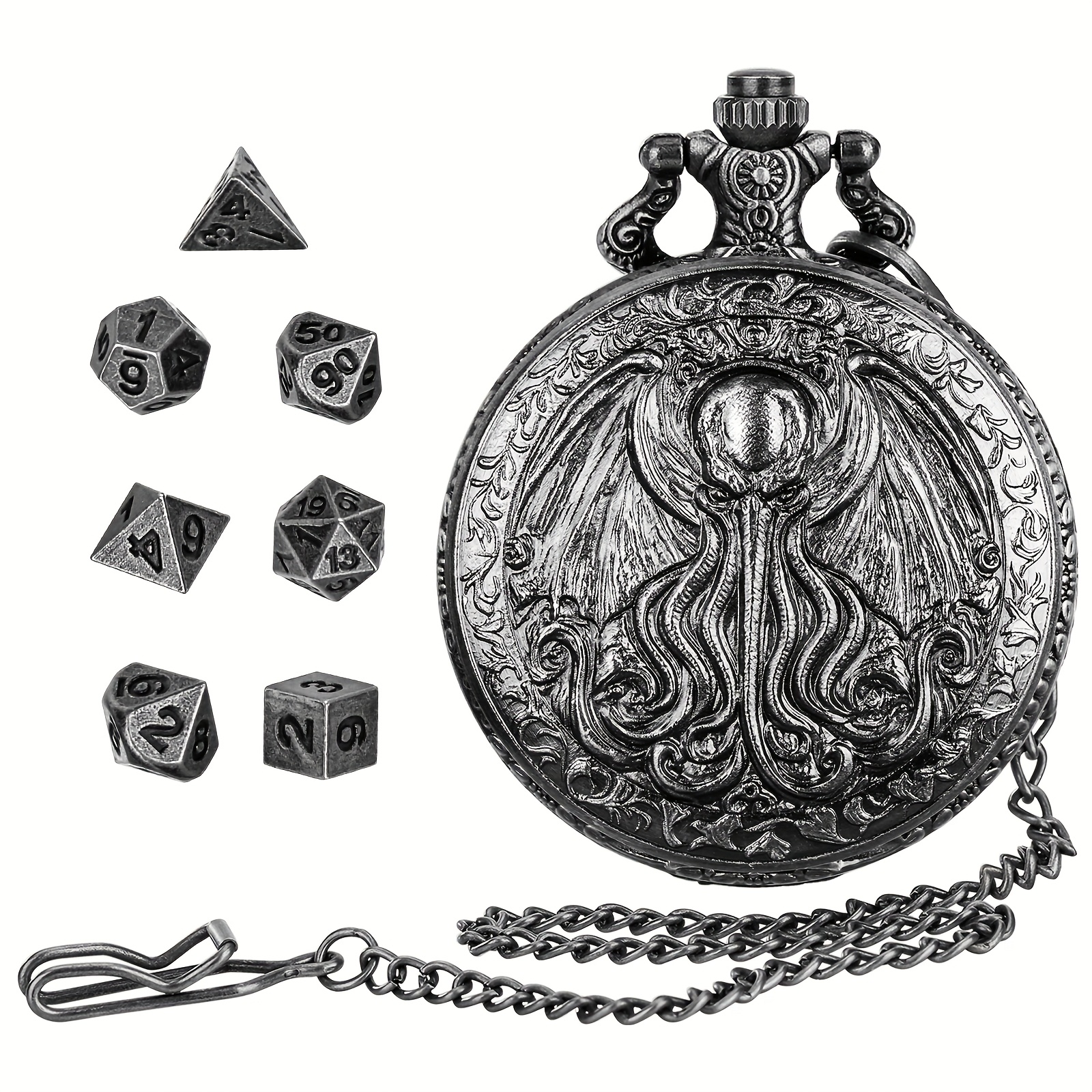 Winged Octopus Metal Case with Mini Dice