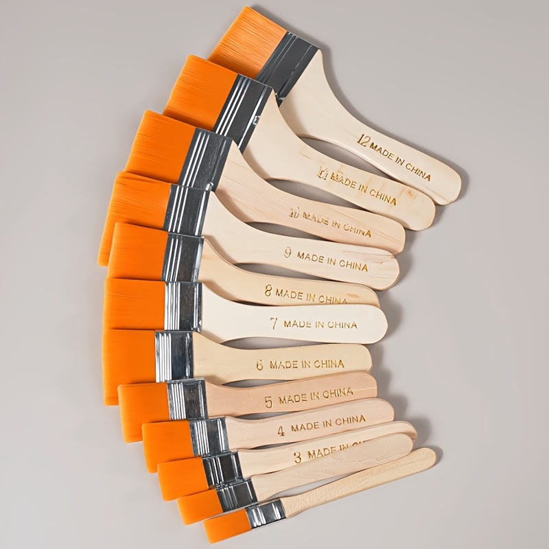 E-shop 12er-Set Nylonpinsel für Ölgemälde-Palettenbürsten, Große Mittlere Kleine Pinsel für Grillfarbe, Kunststift-Bürste aus Nylon, Werkzeugbürste,