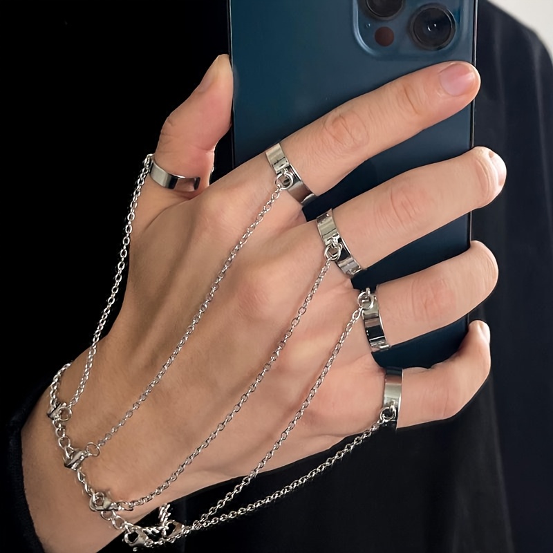 Personalized Eternity Ring Set with Chains - Ideal Gift Item