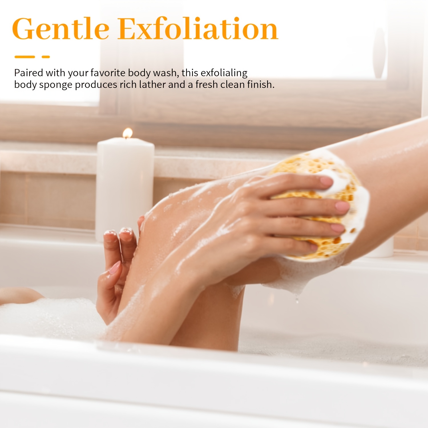 Soft Bath Sponge with Hole, Foaming Shower Sponge for Body Wash
