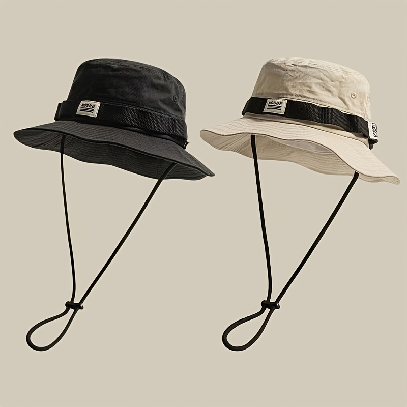 2pcs Summer Outdoor Color Block Quick-drying Foldable Fisherman Hat Color Block Bag Mountaineering Hat