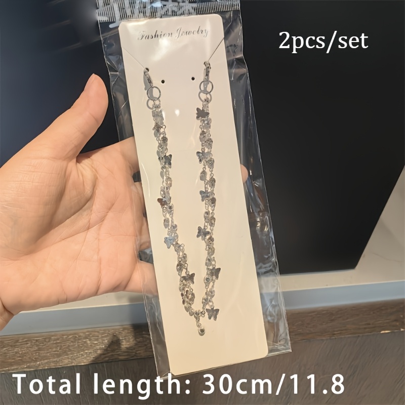 TEMU 2pcs/set Rhinestone Shoe Chains With Pendant & - Backless Sneaker Charms Suitable For Sneakers, White Shoes, Canvas Sneakers, Athletic Footwear,