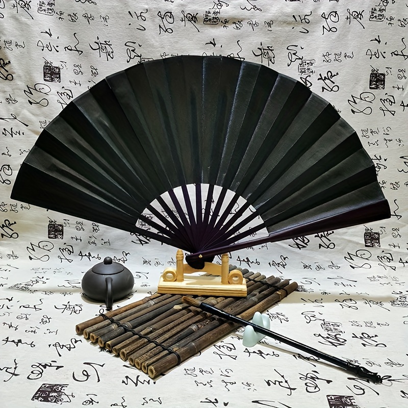

1pc, Large Chinese Folding Fan, Blank Silk Canvas, Traditional Oriental Style, Bamboo Frame, Art & Craft Decor, Diy Calligraphy, Wall Hanging Decoration, Wedding Gift, Party Performance Photo Props