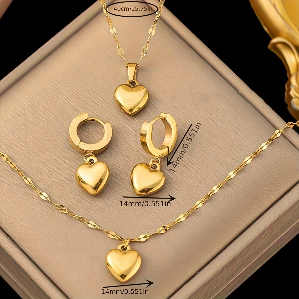 golden stainless steel jewelry plated 18k gold plated love - Temu