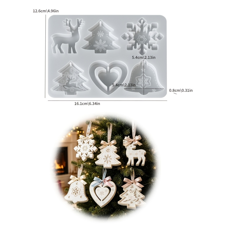 TEMU Moldes de Arcilla - Rejilla de Moldes Perfumados con Forma de Hueco de Reno, Árbol de Navidad, Copo de Nieve y Campana, Moldes de Fundición de