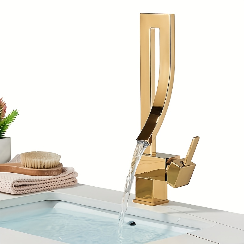 Image of Bathroom Faucet Waterfall Basin Faucet Single Hole Single Handle Basin Faucet Basin Faucet Waterfall Basin Faucet Stainless Steel Faucet Bathroom Sink Faucet