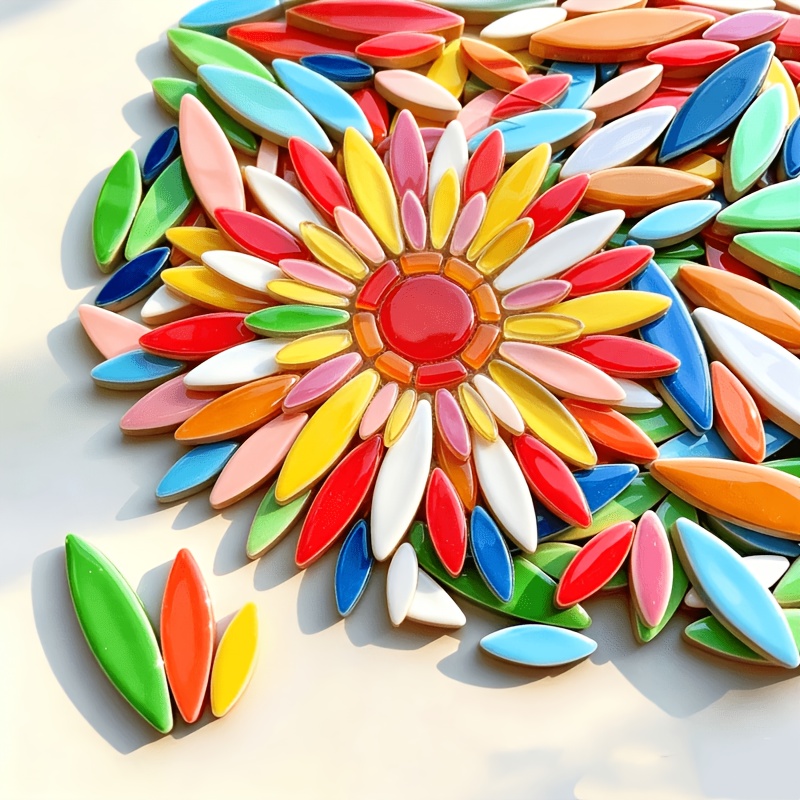 TEMU 125g/4.4oz 1 Pack Mixed Colored Irregular Shaped Craft Mosaic Pieces, Glass For Melting Craft, Handmade Petal Mosaic, Suitable For Home