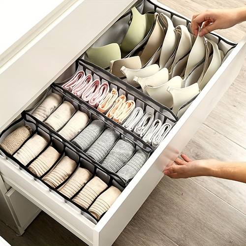 Modular PP Material Storage Organizer Set - Foldable Drawer Dividers for Socks, Underwear, Bras, Ties, Clothes - Home Organization Helper for Women - Clothing Sorter System with Multiple Compartments