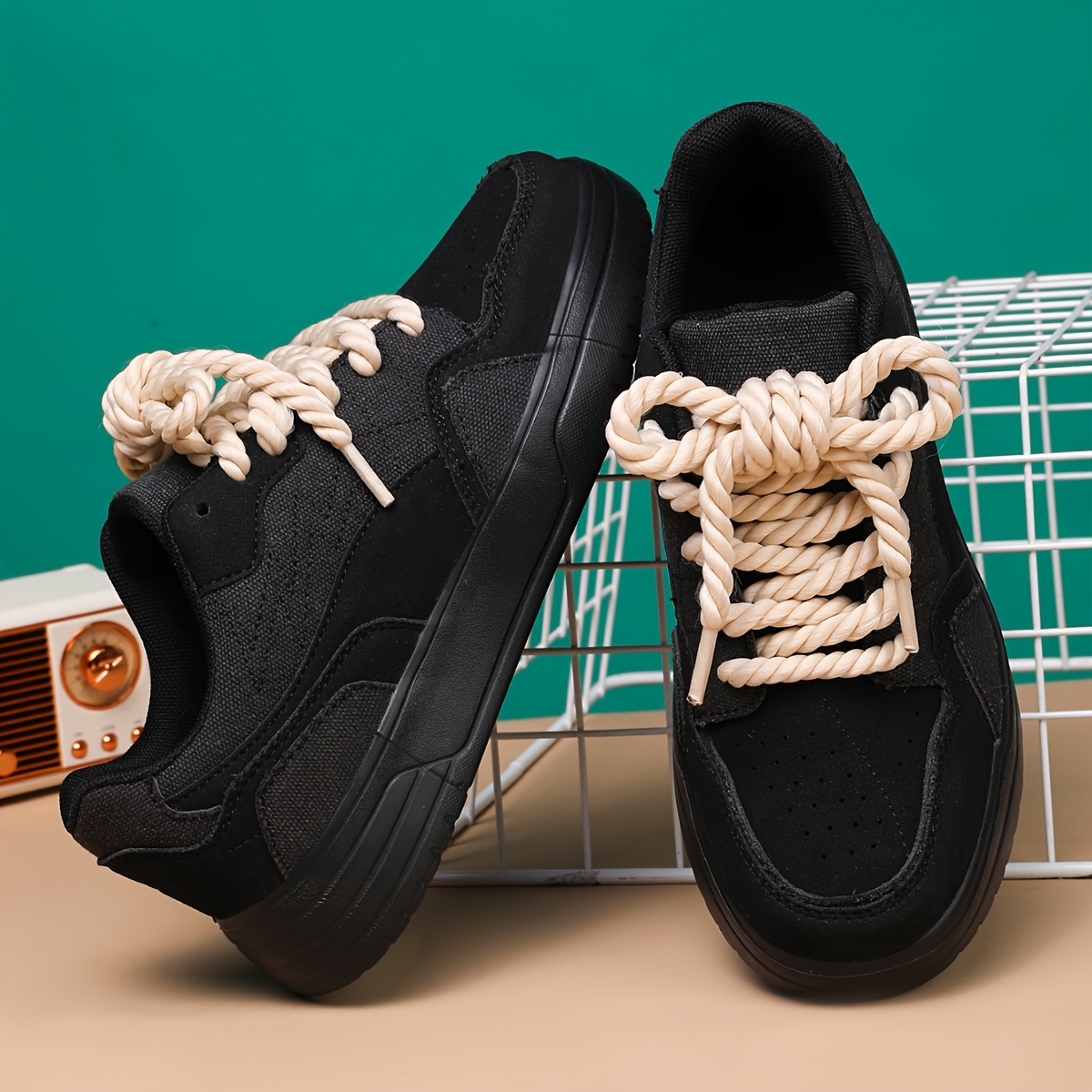 Zapatillas Deportivas Negras de Moda Oversize para Hombre, Tendencia  Skateboard */Otoño 2025 - Main Image