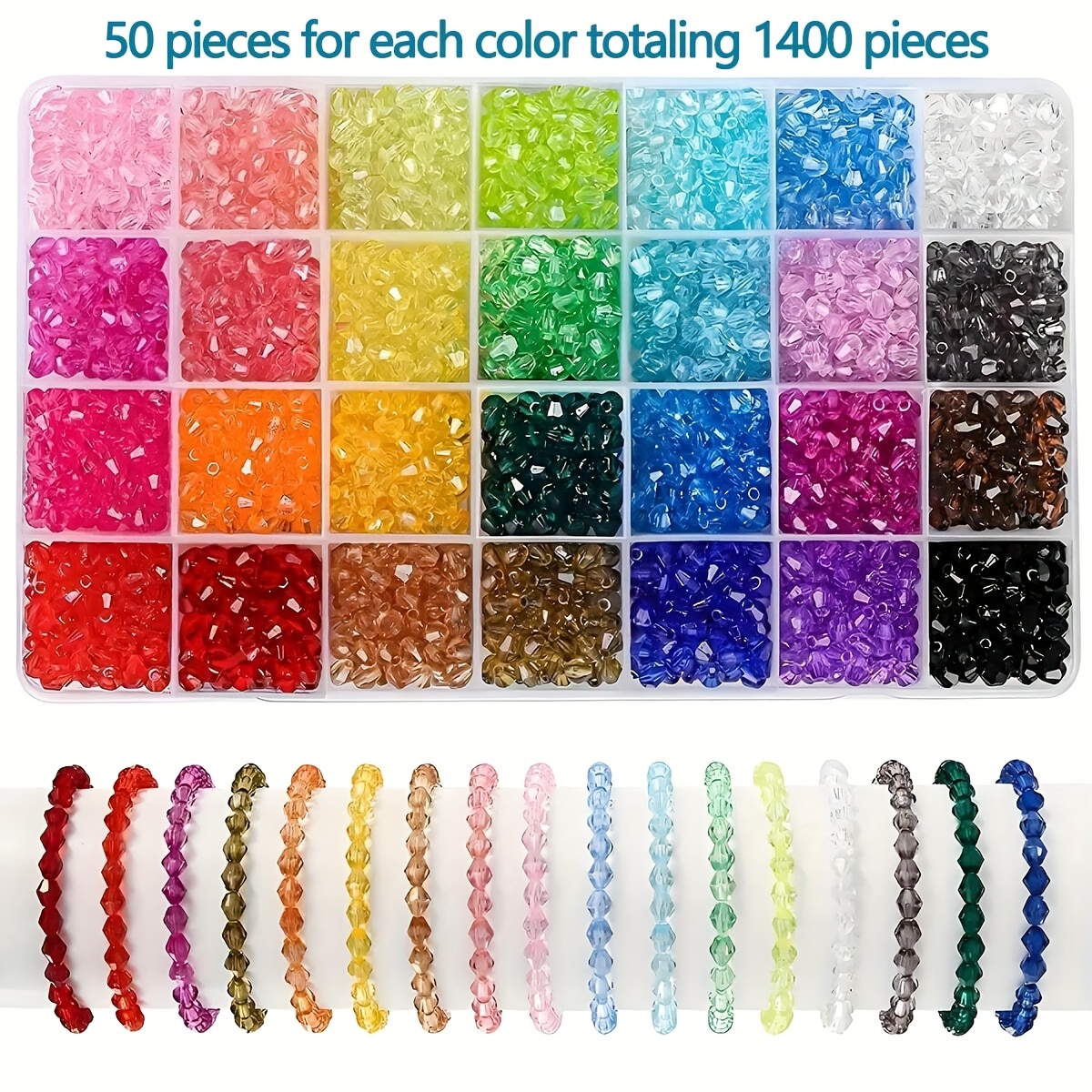 E-shop 840/1400 Stück - Facettierte Perlen, 28 Farben, 6mm Doppelverjüngung für Halsketten, Armbänder, Ohrringe - Schmuckherstellung DIY-Bastelarbeiten