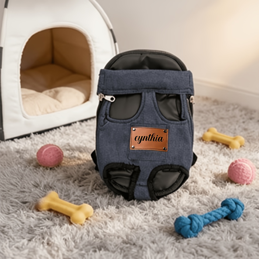Custom 1pc Dog Carrier Bag, Self-Defined Text Dog Carrier Bag, Adjustable Pet Harness for Small to Medium Dogs and Cats, Breathable and Heat-Resistant, Quick-Release Safety Buckle, Comfortable Chest Harness, Zipper Closure