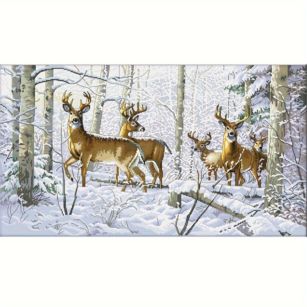 

Snowy Deer 5d Diy Diamond Painting Kit - Full Round Drill Stitch Set, Frameless Rhinestone Art For Home Decor, Perfect Gift For Adults & Beginners, 15.7x27.5 Inches