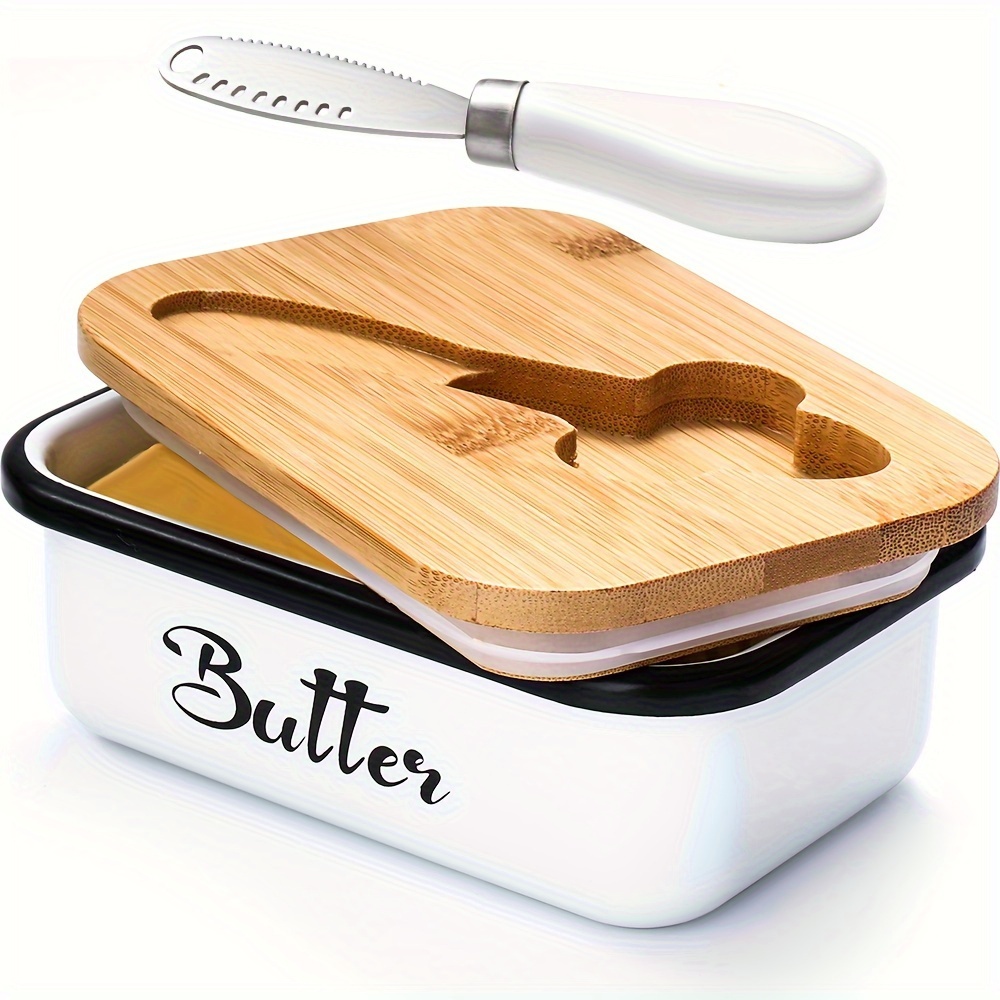 

1 Set Butter Dish With Lid For Countertop, Metal Butter Keeper With Stainless Steel Multipurpose Butter Knife, Large Butter Container With Double High-quality Silicone Sealed Lid, Kitchen Gifts