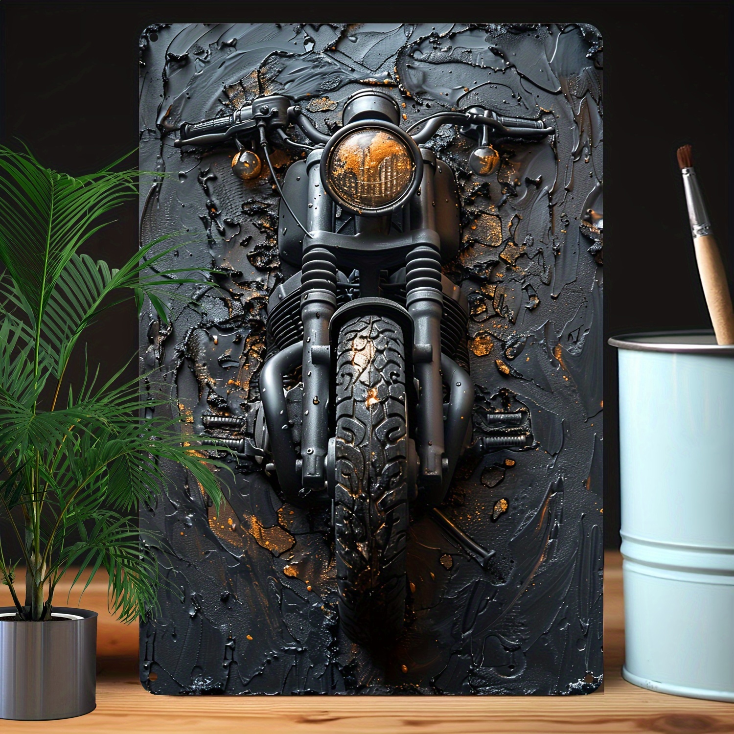 

1pc, Rustic Motorcycle Wall Art, 8x12 Inches, Metal Decor, Waterproof 2d Flat Design, Ideal For Home, Gym, Office - Vintage Motorcycle Design, Unique Gift For Dad, , Wall-mounted, A2851