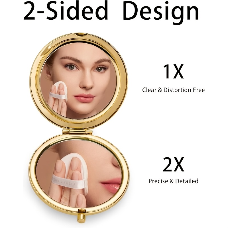 Portable Folding Makeup Mirror, Compact Double-Sided Pocket Mirror Set