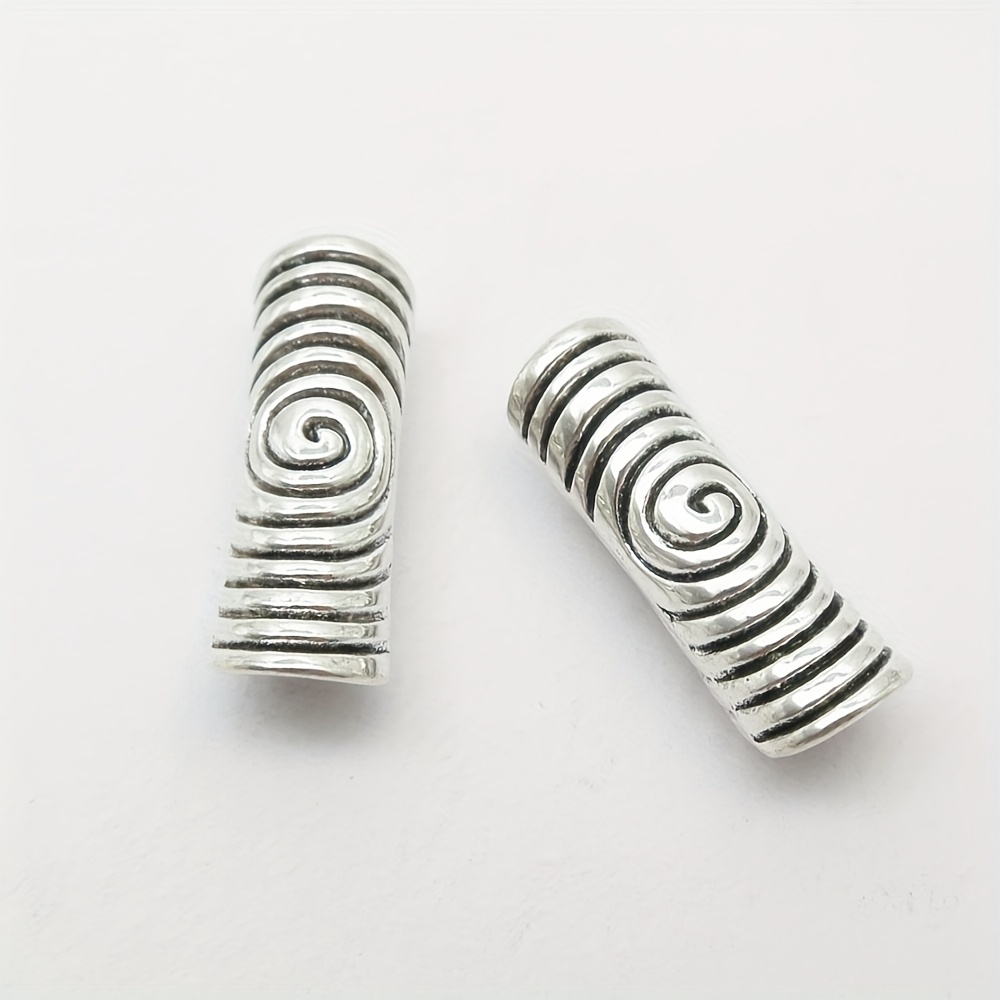 2pcs/pack Spiral Patterned Big Hole Beads Tube Hair Braid Dread Dreadlock Beads Beard Beads Women Jewelry Making Accessories