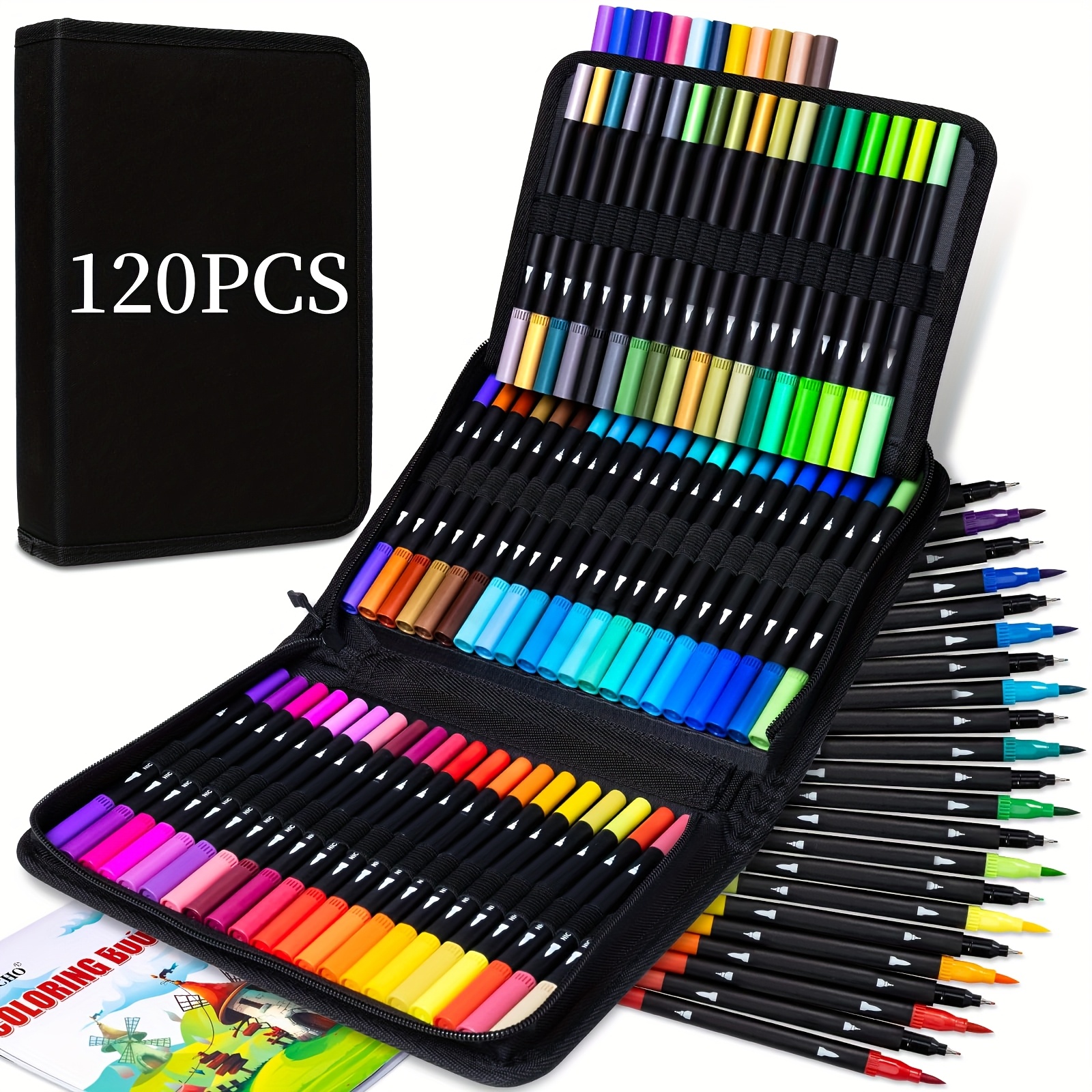 

120 Colored Markers For Adult Coloring Books, Journal Planner Pens Dual Tip Marker For Supplies Bullet Journaling Note Taking Drawing Christmas Halloween Gift