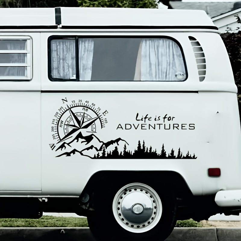 TEMU 1pc Compass Car Sticker, Hollow Carved Waterproof Durable Sticker, Camping Vehicle, Van, Off-road Vehicle Sticker