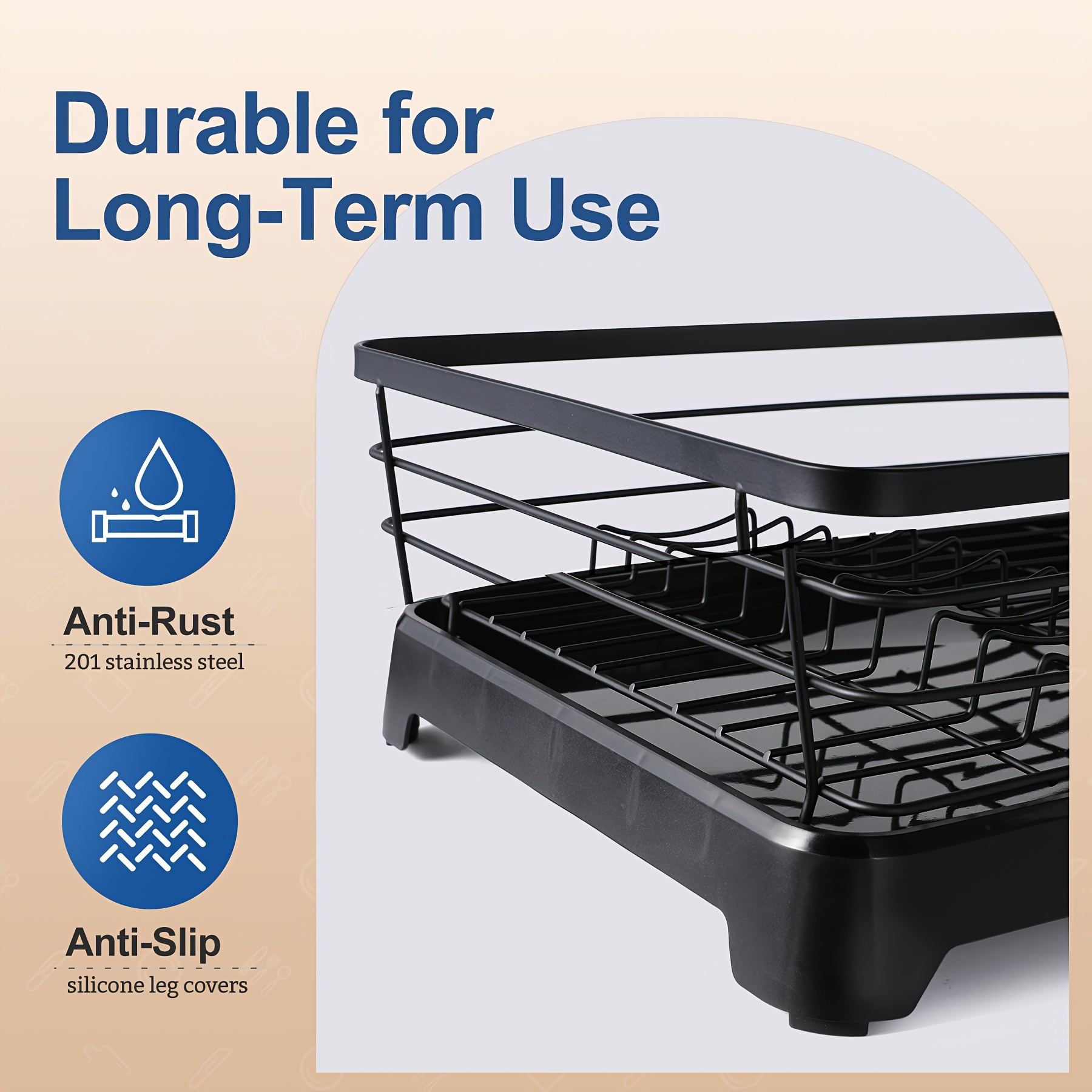dish drying rack with tray stainless steel rust proof dish rack for kitchen counter cabinet tabletop kitchen storage and organisation holder Product details 0