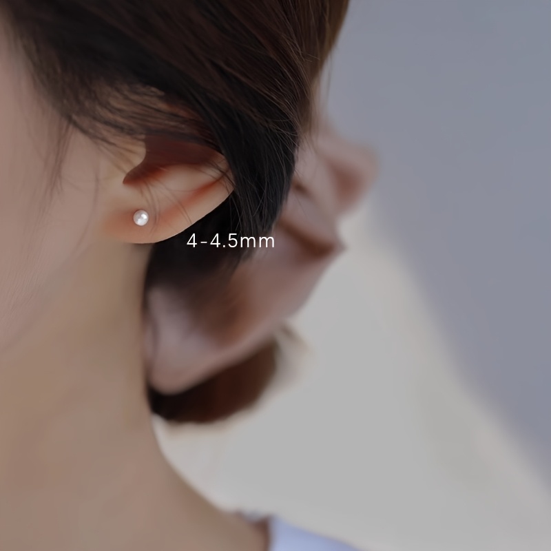 Image of Pure Silvery Fashion Earrings, Easy And Versatile Basic Earrings, Suitable For Daily Wear, Pure Silvery Anti-allergy Ear Piercing