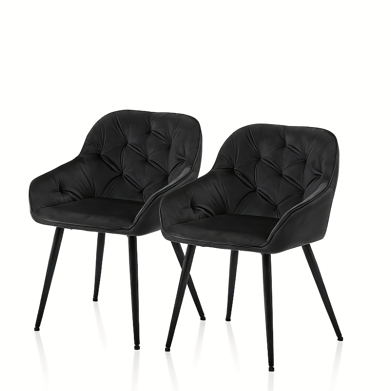 TEMU 2pcs Modern Minimalist Velvet Dining Chairs, Sturdy Metal Legs, Thick Cushioned Seat & Backrest, Versatile Accent Chairs For Kitchen, Living