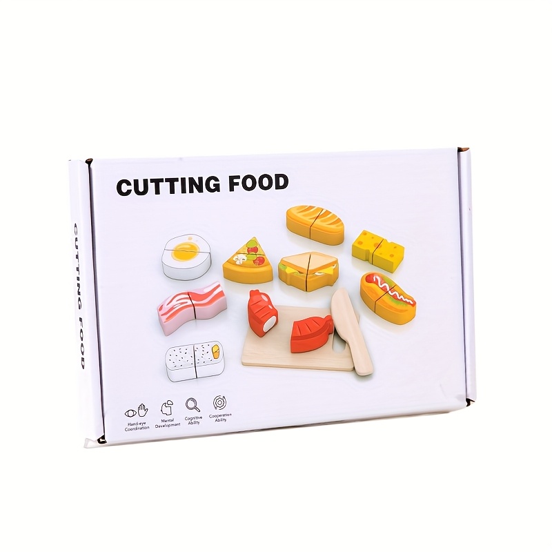 Wooden Pretend Play Fruit and Seafood Cutting Set Kitchen Role Playing Toy