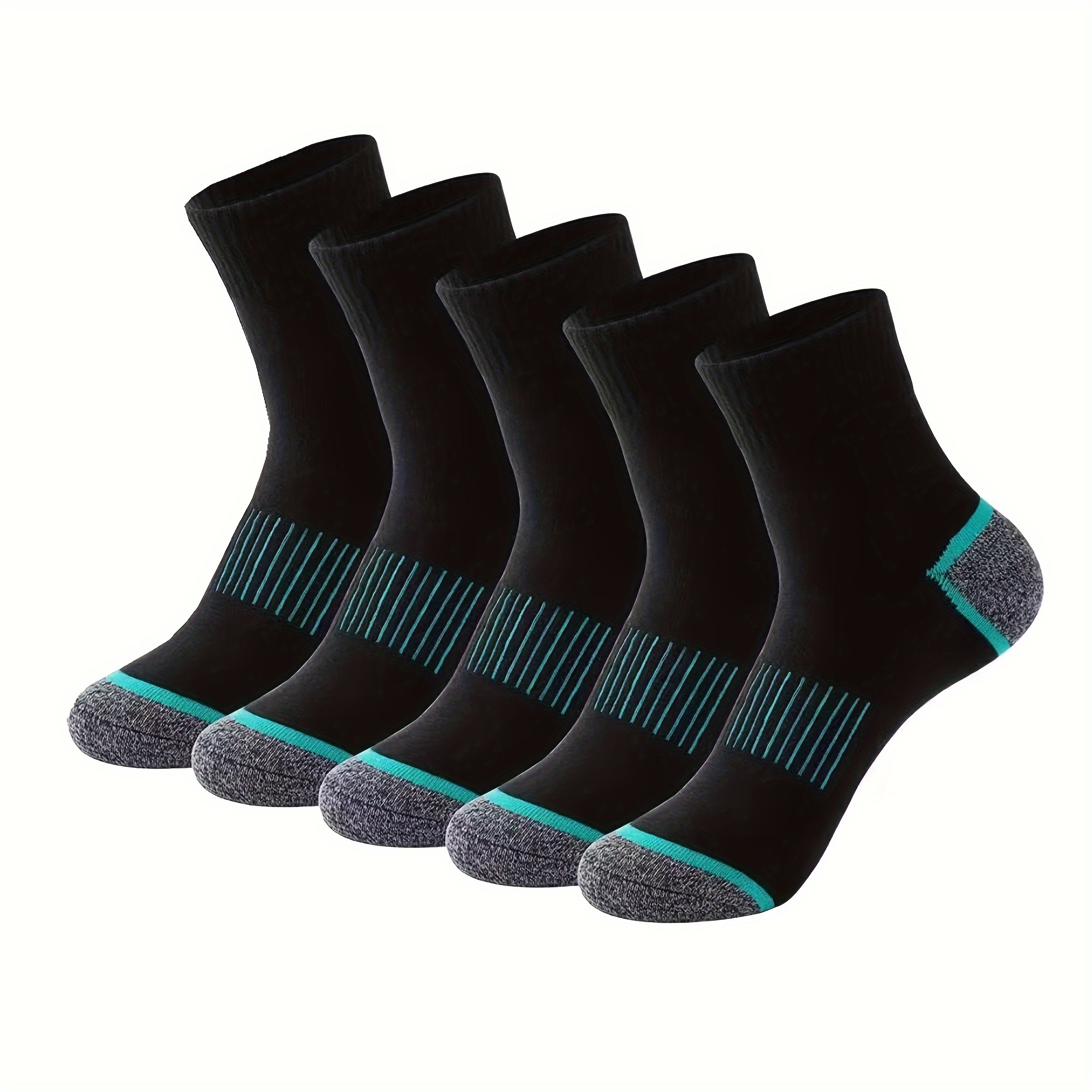 TEMU 5 Pairs Of Men's Anti Odor & Sweat Absorption Crew Socks, Comfy & Breathable Sport Warm Socks, For Winter And Autumn