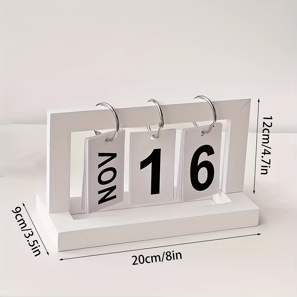 TEMU Elegant Wooden Desk Calendar - Daily View, Office & Home Decor, English/arabic Languages