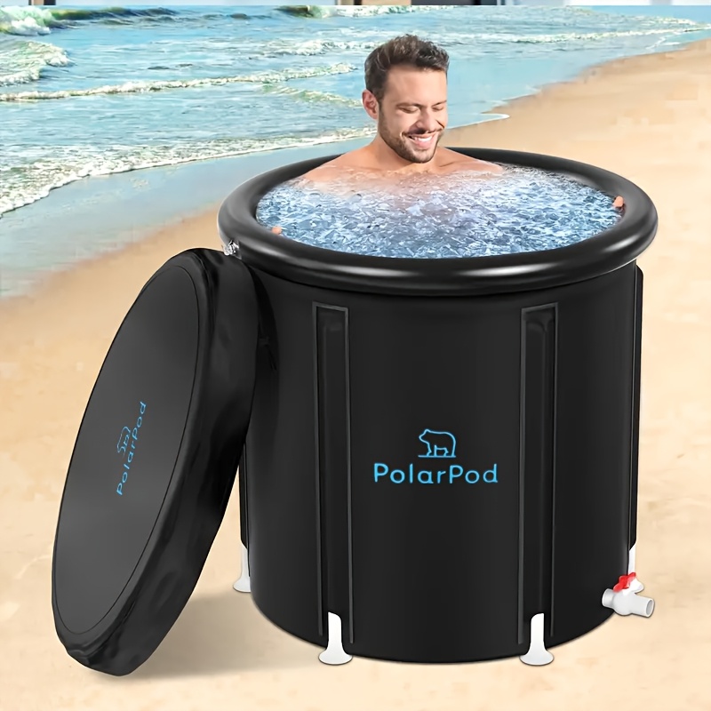 XL Oversized Portable Ice Bath Tub with Lid - Collapsible Cold Water Relax Bathtub Suitable for Athletes' Post, Soreness, & Gym Use - Plastic Ice Bath Spa