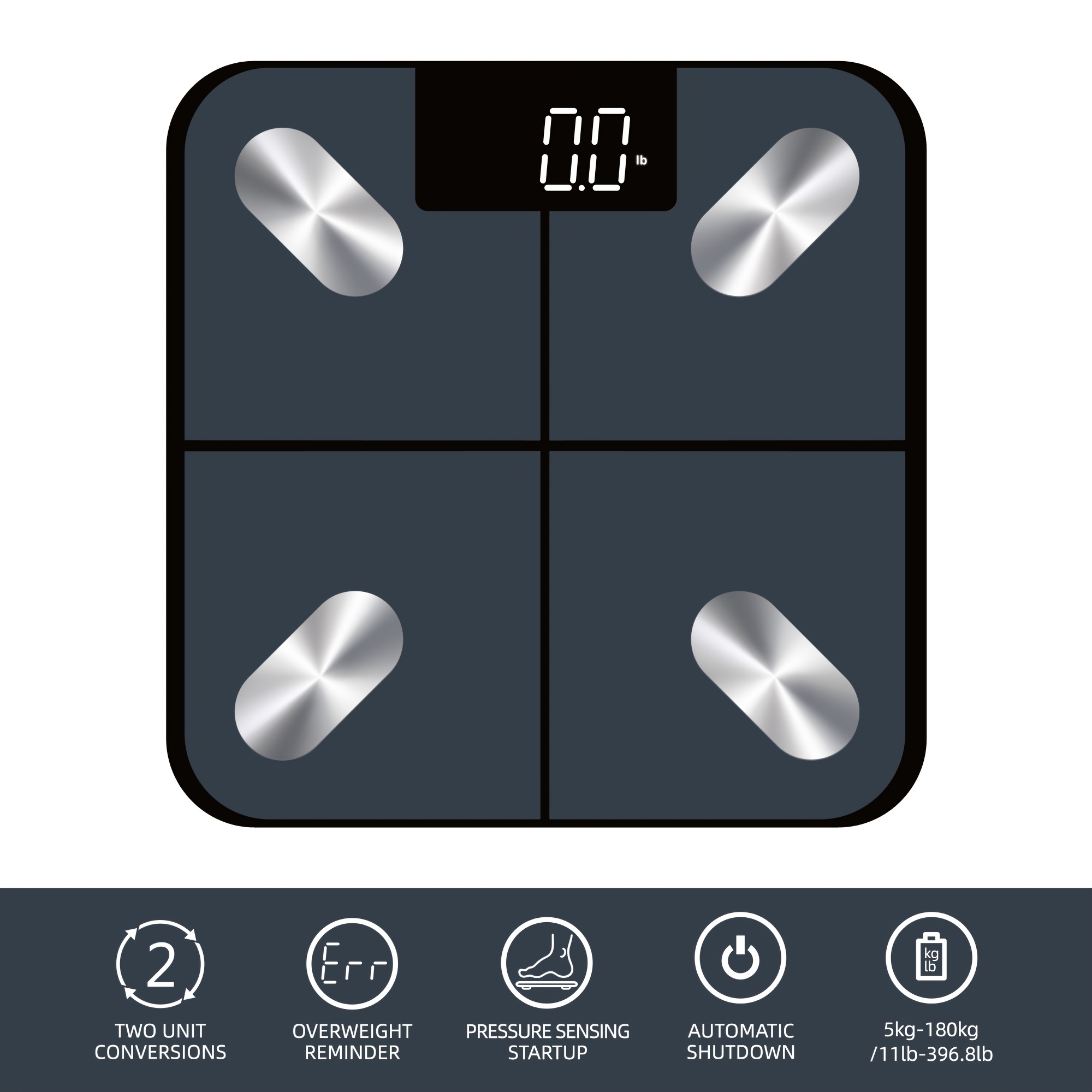 무선 지원 스마트 욕실 저울 led 디스플레이 - 피트니스 앱과 동기화, 배터리 구동