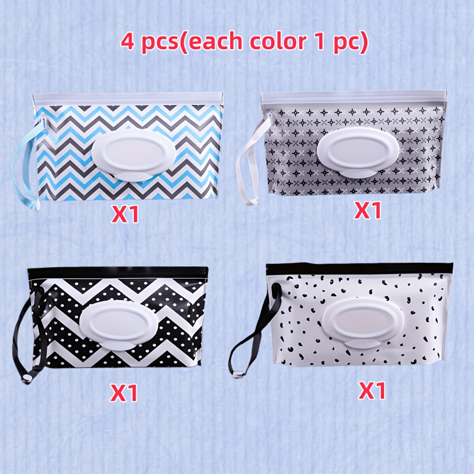Image of 1 Wipe Dispenser Set, Portable Wet Wipe Pouch With Lid, Reusable Wet Wipe Holder, Wet Wipe Container, Refillable Travel Wet Wipe Case